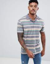 Thumbnail for your product : ASOS Design DESIGN polo with retro stripe in linen look and revere collar