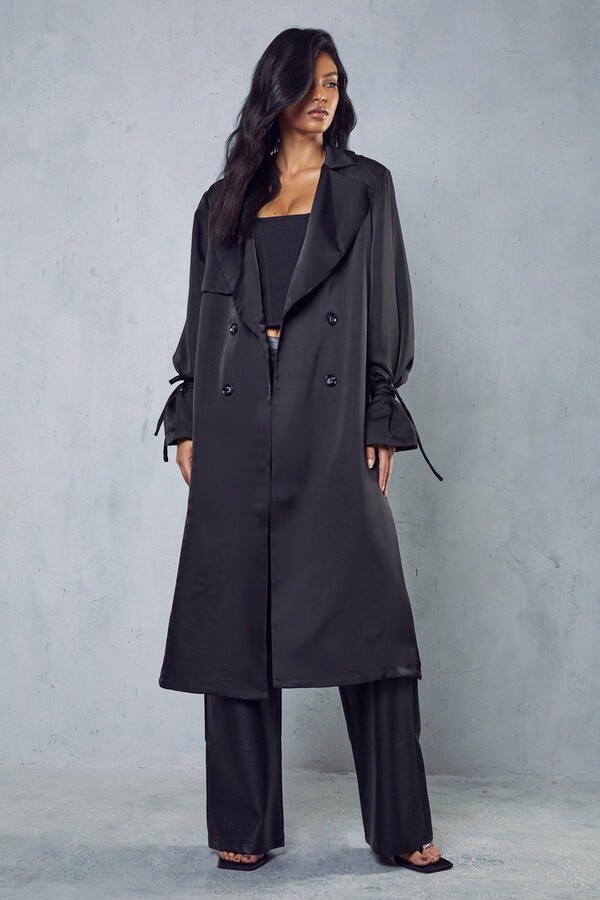 MissPap Tie Sleeve Detail Trench Coat - ShopStyle