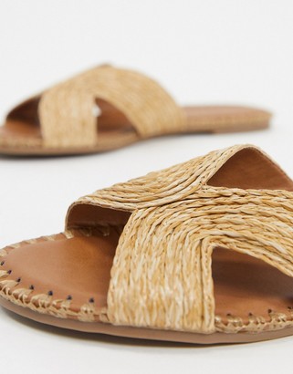 Co Wren Wide Fit slip on sandals in natural woven