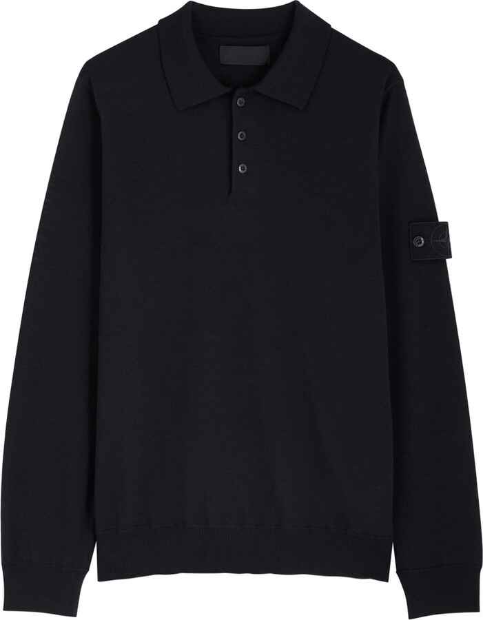 Stone Island Badge Wool Polo Shirt