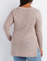 Thumbnail for your product : Charlotte Russe Plus Size Slub Knit Scoop Neck Sweater