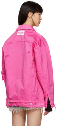 MSGM Pink Oversized Pocket Denim Jacket