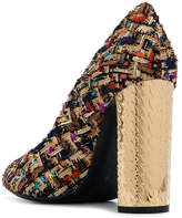 Thumbnail for your product : Casadei metallic heel tweed pumps