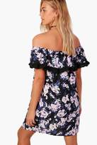 Thumbnail for your product : boohoo Milly Off The Shoulder Printed Frill Dress
