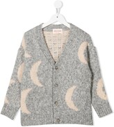 Thumbnail for your product : Bobo Choses Moon-Pattern Knit Cardigan