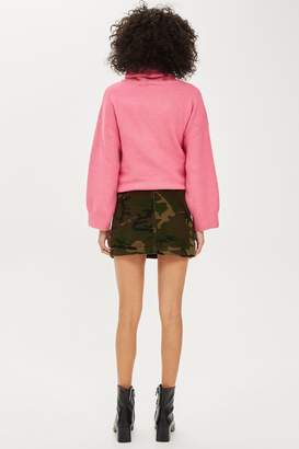 Topshop Womens Petite Camouflage Corduroy Skirt - Khaki