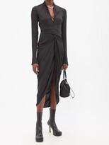 Thumbnail for your product : Rick Owens Wrap-front Ruched Crepe Dress - Black
