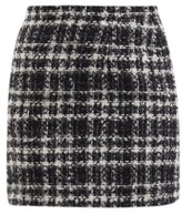 Thumbnail for your product : Alessandra Rich High-rise Check Wool-blend Tweed Mini Skirt - Black White