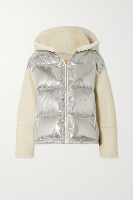 Yves Salomon Hooded Shearling And Quilted Metallic Shell Down Jacket