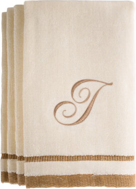 Creative Scents Monogrammed 4 Piece 100% Cotton Fingertip Towel Set