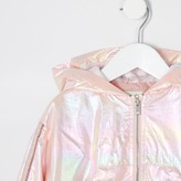 Thumbnail for your product : River Island Mini girls rose gold metallic hooded jacket