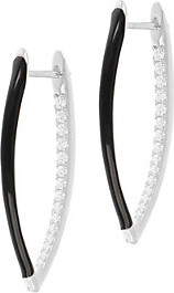 Diamonique 0.55 cttw Enamel Hoop Earrings, S te ling Silver
