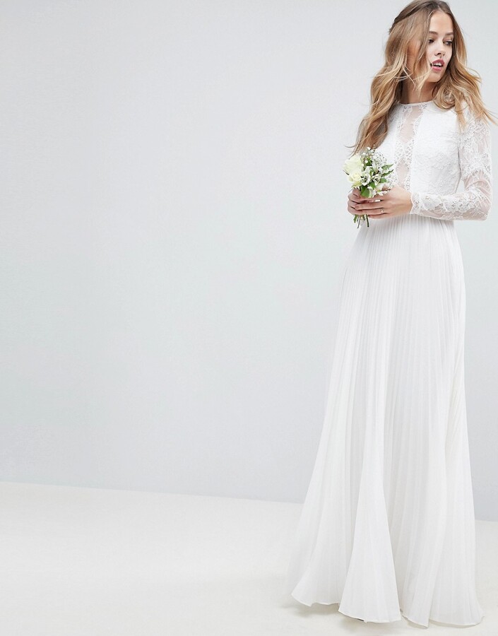 Asos Edition Edition Long Sleeve Lace Bodice Maxi Wedding Dress
