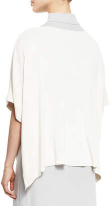 Misook Short-Sleeve Silky Tunic, White
