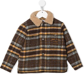 Bonpoint Checked Shearling-Collar Jacket