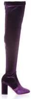 Thumbnail for your product : Aquazzura Purple So Me 85 Boots In Velvet Over The Knees