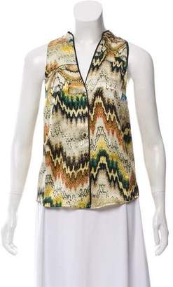 Burning Torch Silk Abstract Top