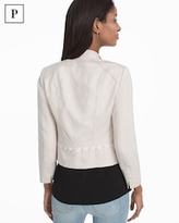 Thumbnail for your product : White House Black Market Petite Bracelet Sleeve Linen Moto Jacket