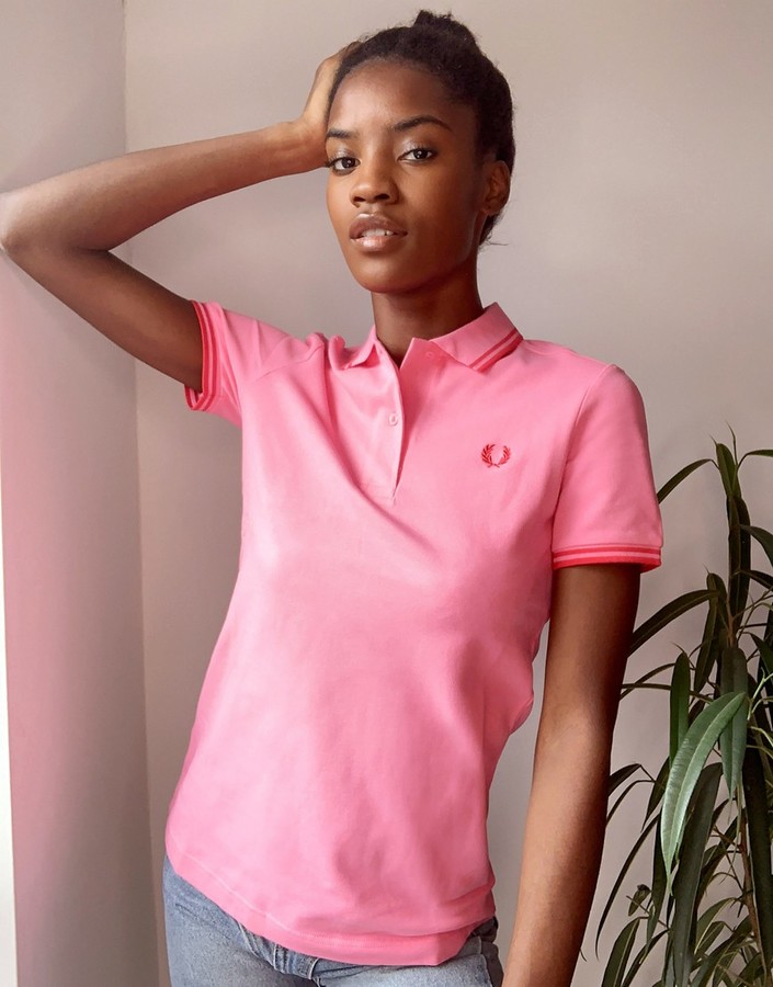 Fred Perry twin tipped polo shirt in pink - ShopStyle Short Sleeve Tops