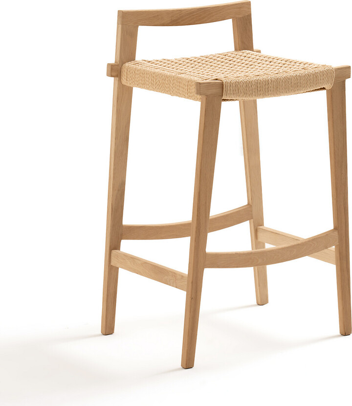 La Redoute Interieurs Kioto MidHeight Oak and Wicker Bar Stool ShopStyle