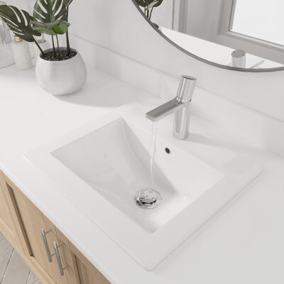 21.25W x 18D White Rectangular Drop-in Bathroom Sink