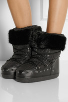 Thumbnail for your product : Karl Lagerfeld Paris Faux shearling-trimmed shell and faux leather boots