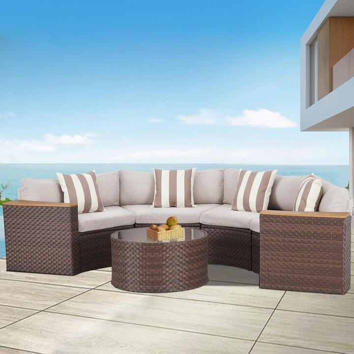 Nuon Wicker Outdoor 5 Piece Sectional Set By Havenside Home Style - Outdoor Wicker Furniture Sofa Set By Havenside Homes