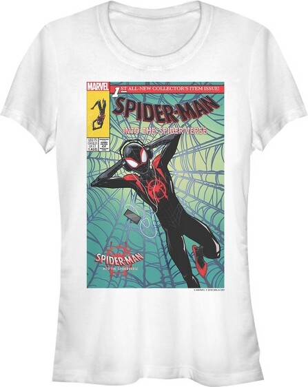 Marvel JuniorsWomensMarvelSpider-Man:IntotheSpider-VerseComicCoverT-Shirt-White-XLarge