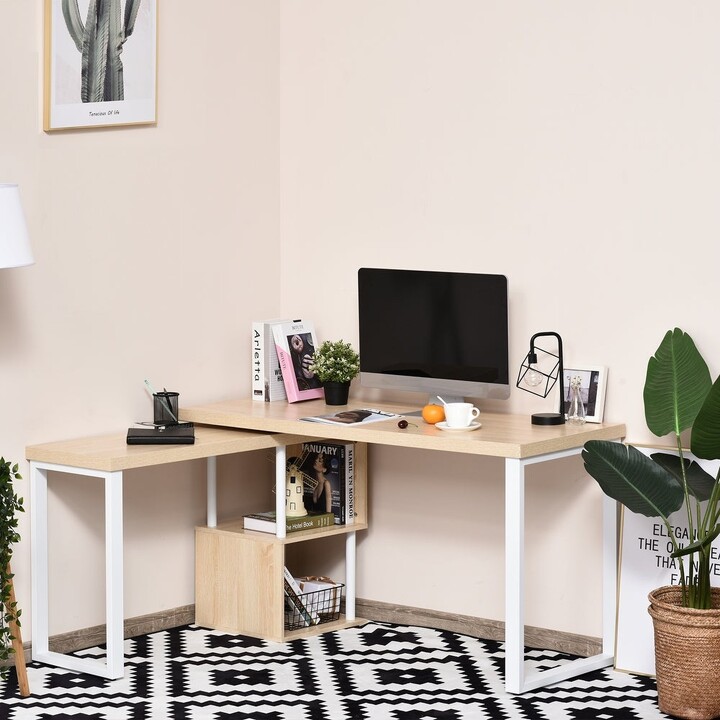 Overstock Lshaped Computer Desk with 360degree Rotation