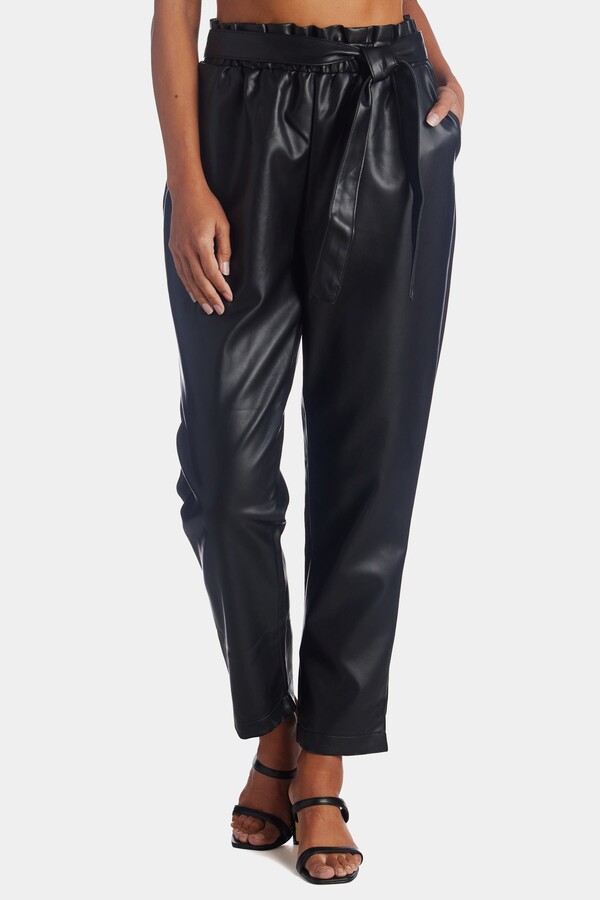 Bagatelle Pleated Belted Faux Leather Pants - ShopStyle