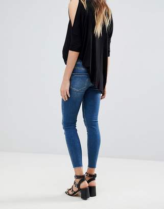 ASOS Maternity Design Maternity Tall Ridley High Waist Skinny Jeans In Bright Blue Wash With Over The Bump Waistband