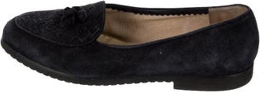 Bottega Veneta Vintage Loafers Black Suede Round-Toes Size not listed, estimated from measurements.