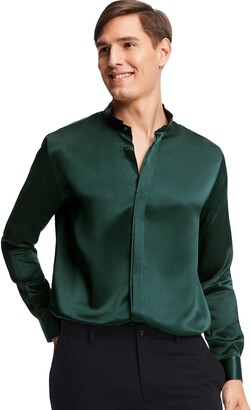 LilySilk Mens Silk Shirt 22MM Mulberry Silk Classic Long Sleeves Basic ...