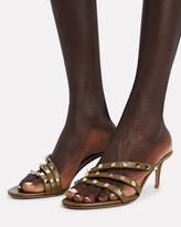 Thumbnail for your product : Valentino Rockstud Curved Leather Slide Sandals