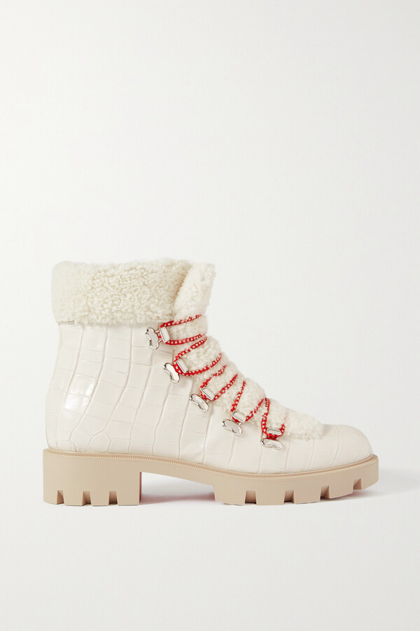 Christian Louboutin Edelvizir Shearling-trimmed Croc-effect Leather ...