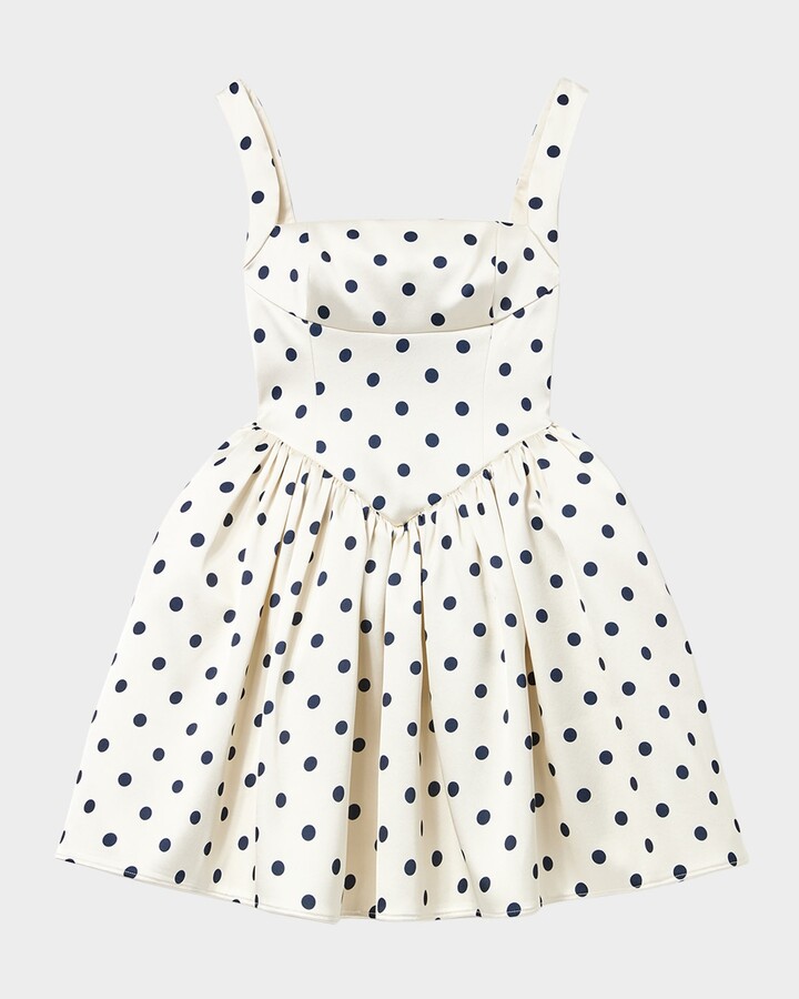 Self-Portrait Polka Dot Satin Mini Dress
