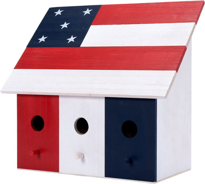 14" Americana 3 compartment Wood Birdhouse