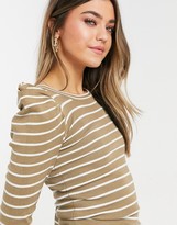 Thumbnail for your product : JDY sweater with puff sleeve in stripe