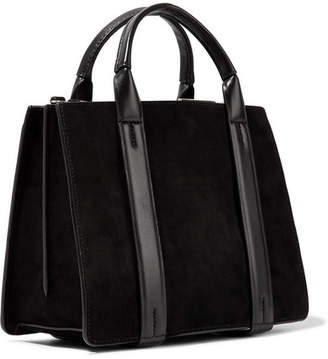 Theory West Mini Leather-trimmed Suede Tote - Black