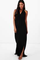 Thumbnail for your product : boohoo V Neck Trim Halter Neck Maxi Dress
