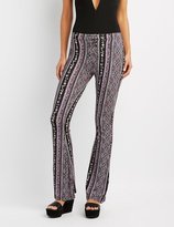Thumbnail for your product : Charlotte Russe Printed Lace-Up Flare Pants