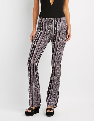 Charlotte Russe Printed Lace-Up Flare Pants