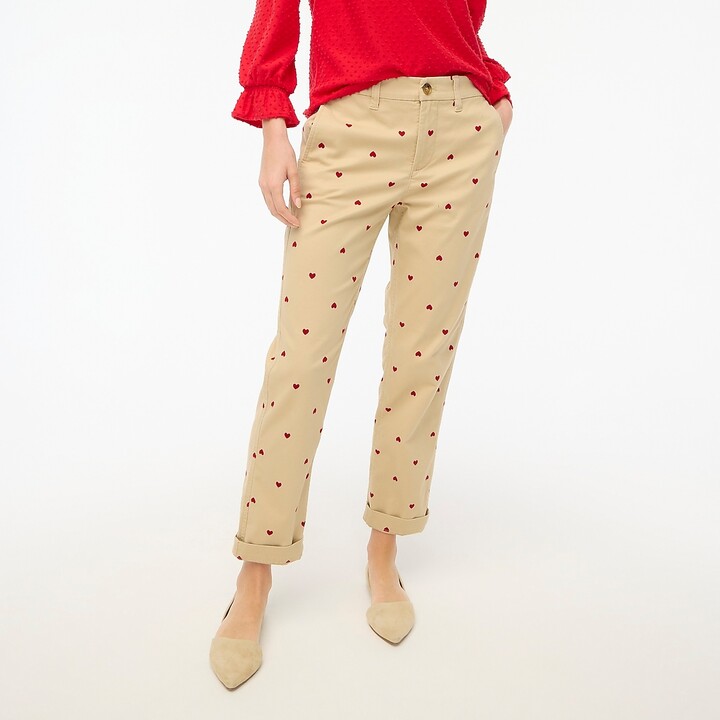 J.Crew Factory Women's High-Rise Girlfriend Chino Pant With Hearts