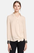 Thumbnail for your product : Haute Hippie Embellished Cuff Silk Blouse