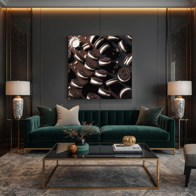 Desserts Oreos Black Canvas Wall Art