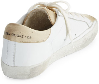 Golden Goose Deluxe Brand 31853 Star-Embellished Leather Sneaker, White/Gold