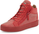 Thumbnail for your product : Giuseppe Zanotti Men's Studded Leather Mid-Top Sneaker, Red
