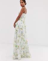 Thumbnail for your product : ASOS DESIGN Tall maxi dress with deep plunge and cut out strap detail in print