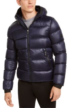 calvin klein men's hooded puffer jacket