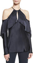 Thumbnail for your product : CUSHNIE Florence Silk Charmeuse Cold-Shoulder Top